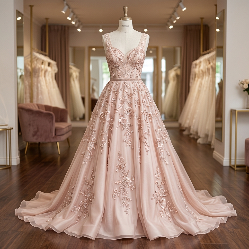 Blush Rose Gold Bridesmaid Frock